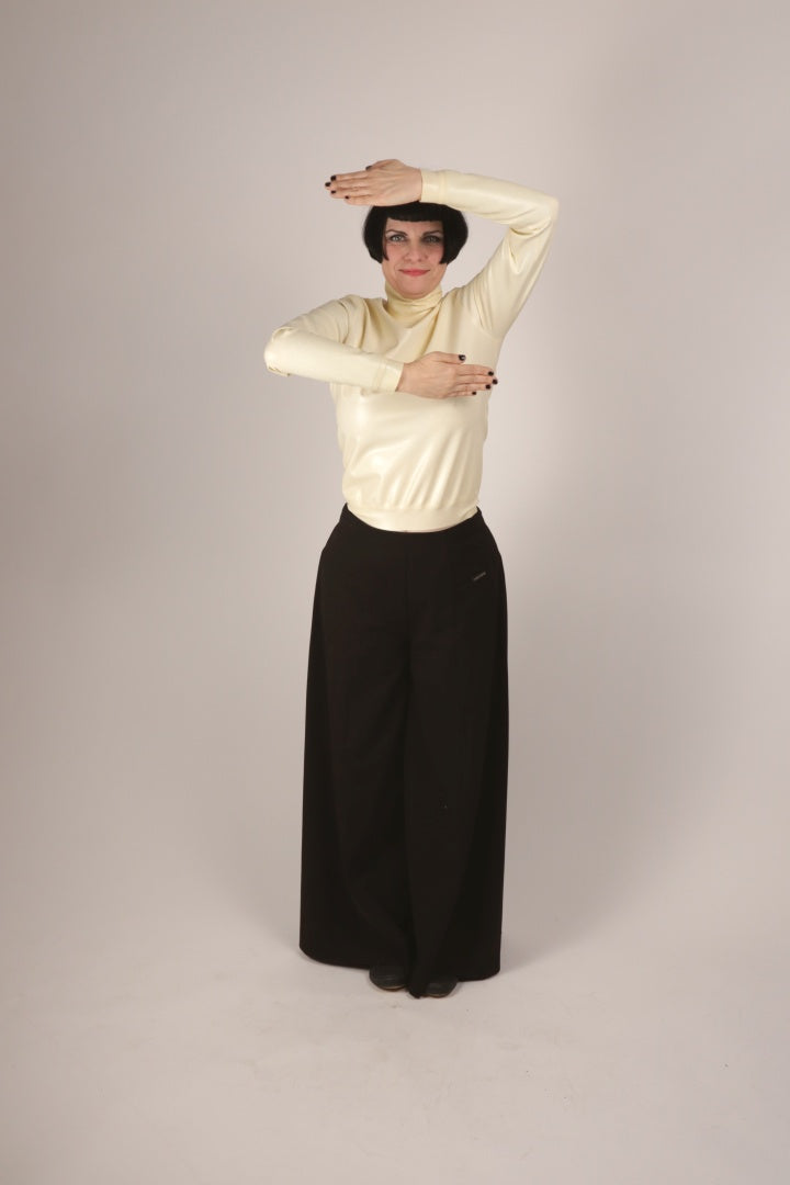 anja vogueing in our white latex turtleneck