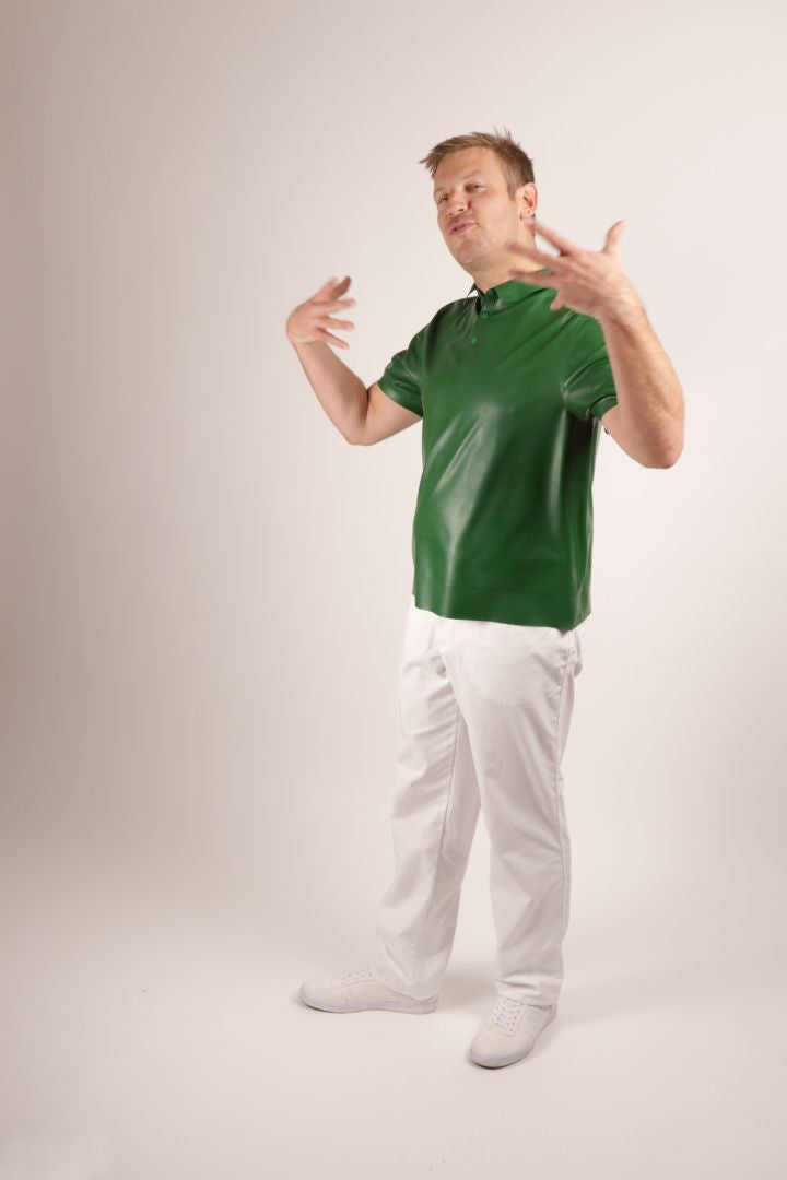 green-mens-latex-polo-shirt