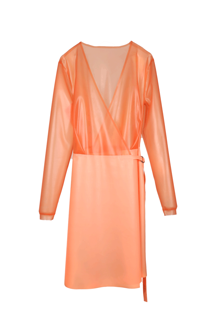 clipping-of-pale-coral-latex-wrap-dress