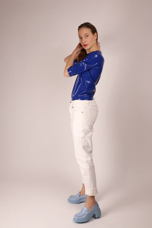 royal blue everyday latex 60s top by tarza and jane