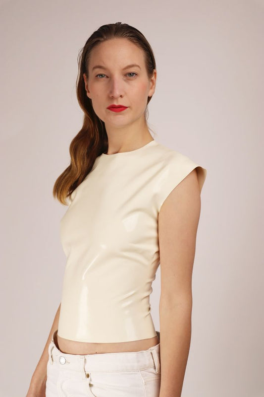white everyday tarza and jane latex 60s top
