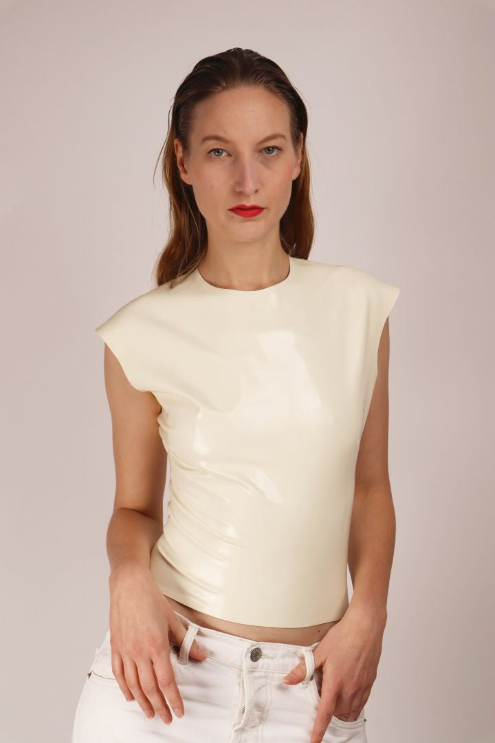 warmwhite tarza and jane latex 60s top