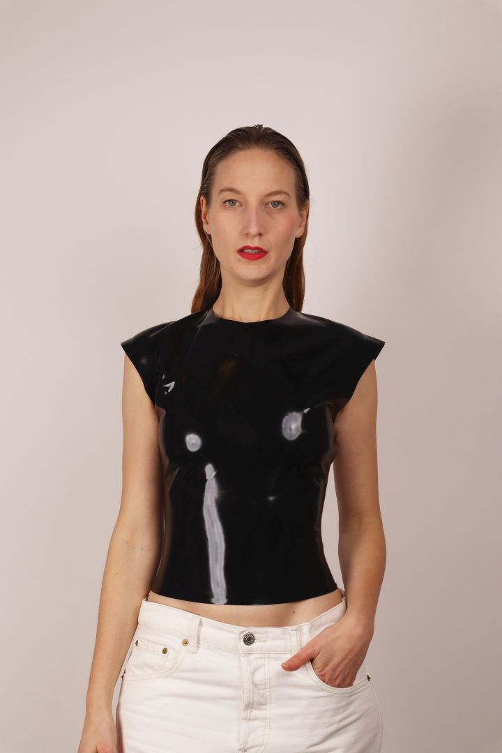 tarza and jane black latex 60s top