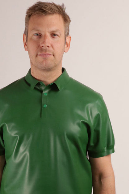 closeup-of-green-latex-polo-shirt
