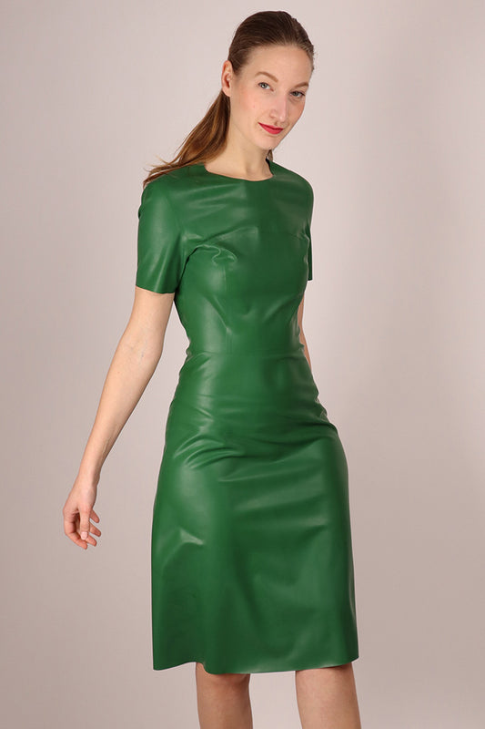 green-latex-midi-dress