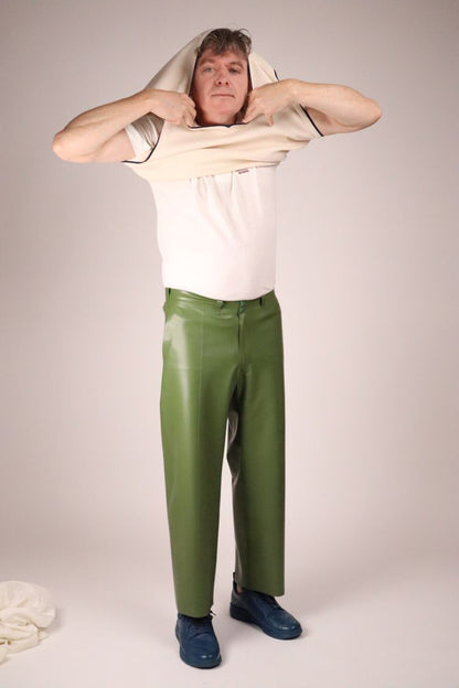 olive-green-latex-flat-front-pants-and-tennis-whites