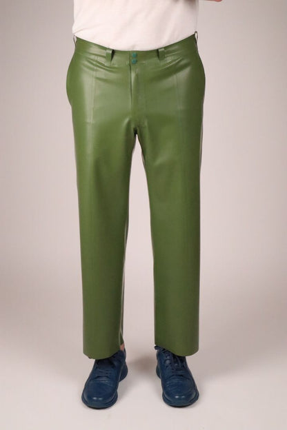 front-view-of-green-latex-flatfront-pants
