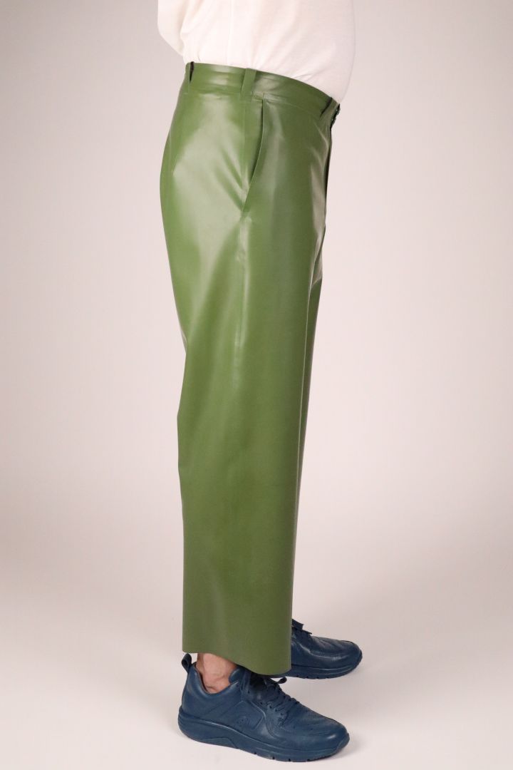 side-view-of-green-latex-flat-front-pants