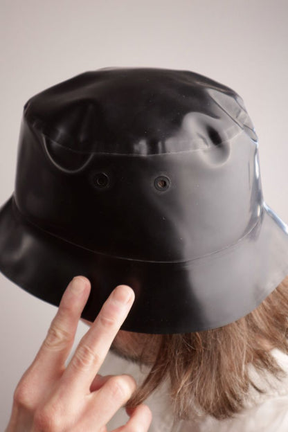 black-latex-bucket-hat-closeup-of-ventilation-holes