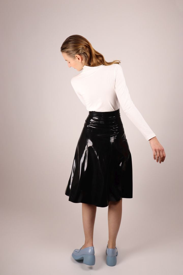 black latex demi skirt